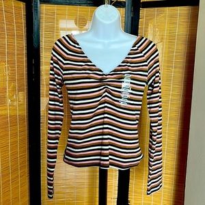 SOUL CAKE long sleeves top COLOR stripe black/dusty pink/mocha/olive SIZE large